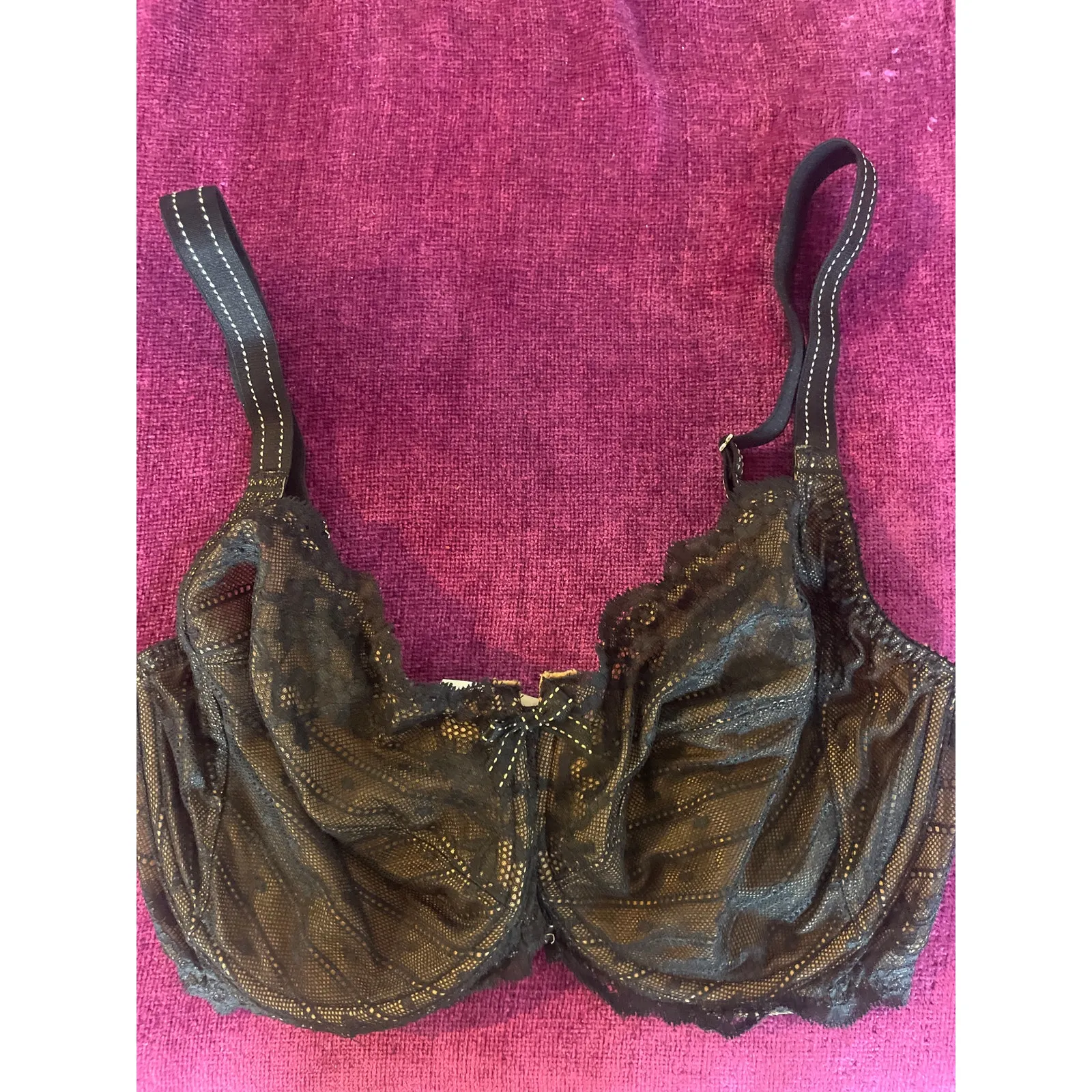 CHANTELLE Rive Gauche Lace Bra 32DDDD 32G Black Sexy Pretty - Image 3