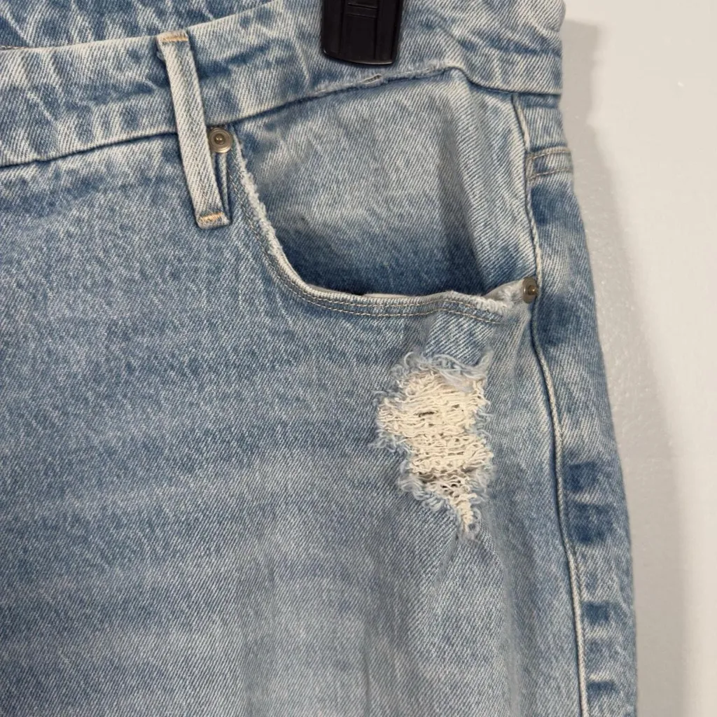 Good American Light Wash Stretch Mom Jean Size 16 High Rise Straight Leg Tapered - Image 5