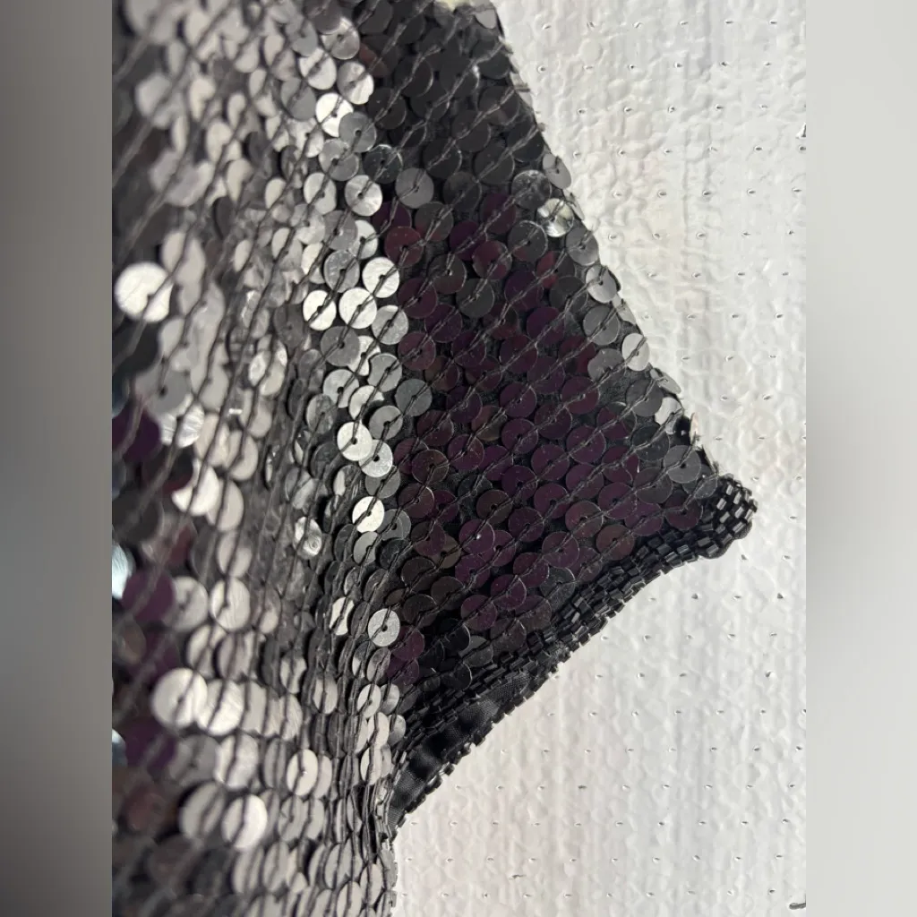 Chanson d’Amour Glam 80s Silk Black Beads Sequins Blouse Top Size L - Image 6