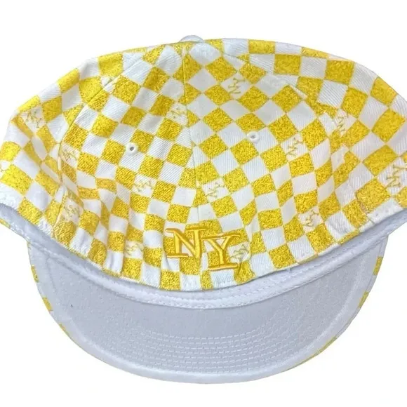 NEW YORK NY YELLOW CHECKERED SPARKLE‎ HAT BASEBALL CAP BY CITY BIG SIZE L 7.5 - Image 5