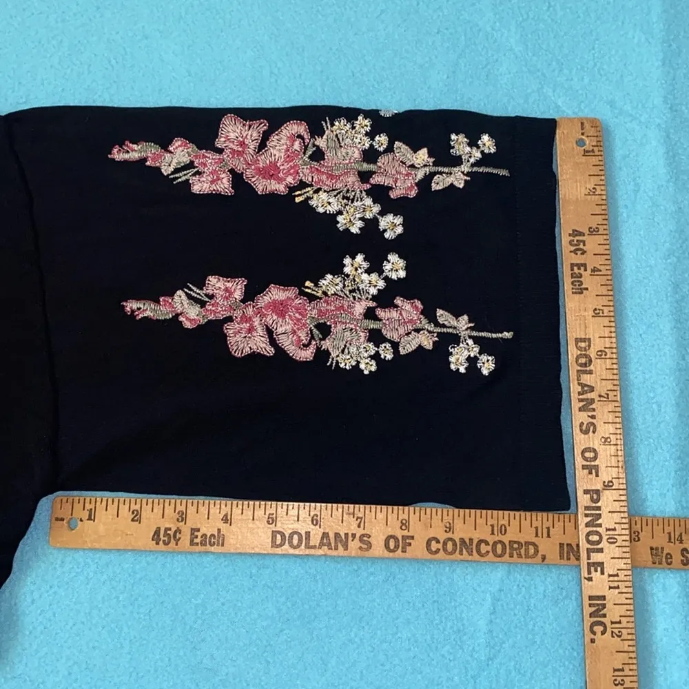 I.N.C International Concepts floral embroidered 3/4 kimono sleeves knit size 1X Black - Image 8