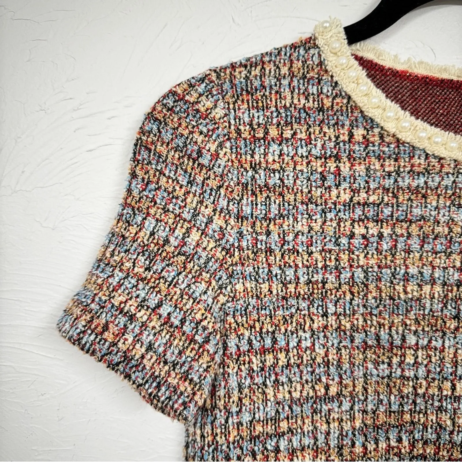 Zara Multi Color Tweed Mini Shift Dress Womens S Preppy Retro Academia Clueless - Image 3
