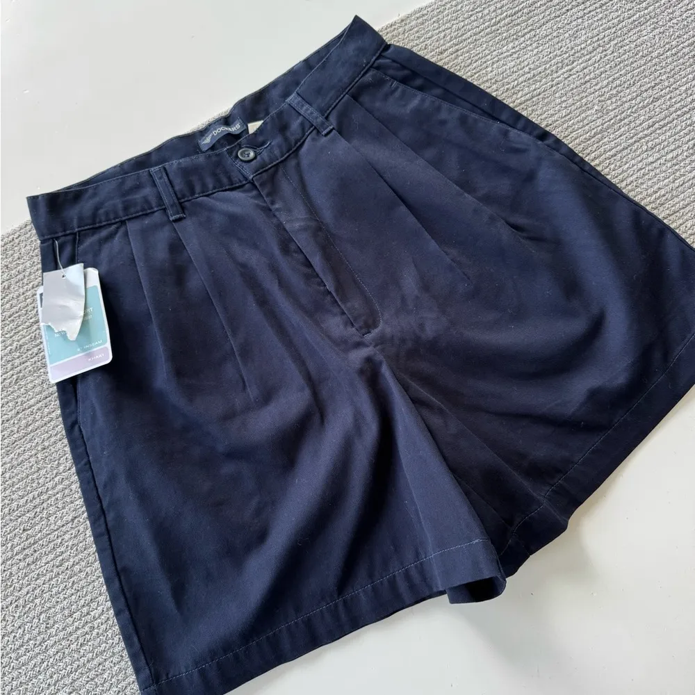 Dockers Navy Blue Classic High Natural Waist Pleated Chino Shorts Size 10 NWT - Image 8