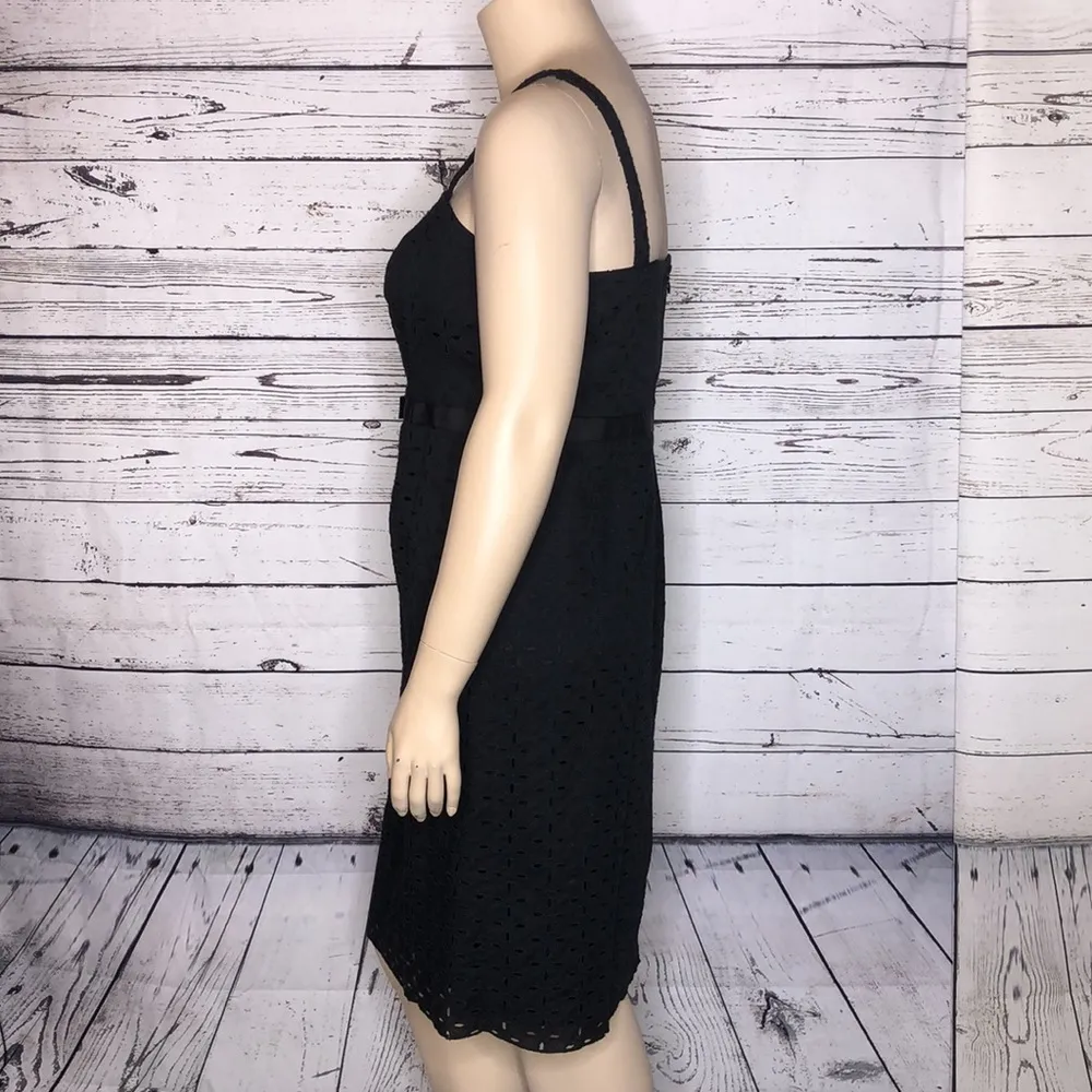INC International Concepts NWT Size 14W Black Ribbon Bow Cotton Eyelet Dress - Image 4