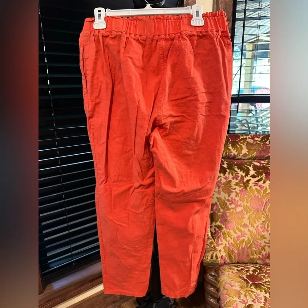 Guc NIMIN Womens Casual Loose Pants Comfy Cropped hight waist Sz L Orange Size L - Image 3