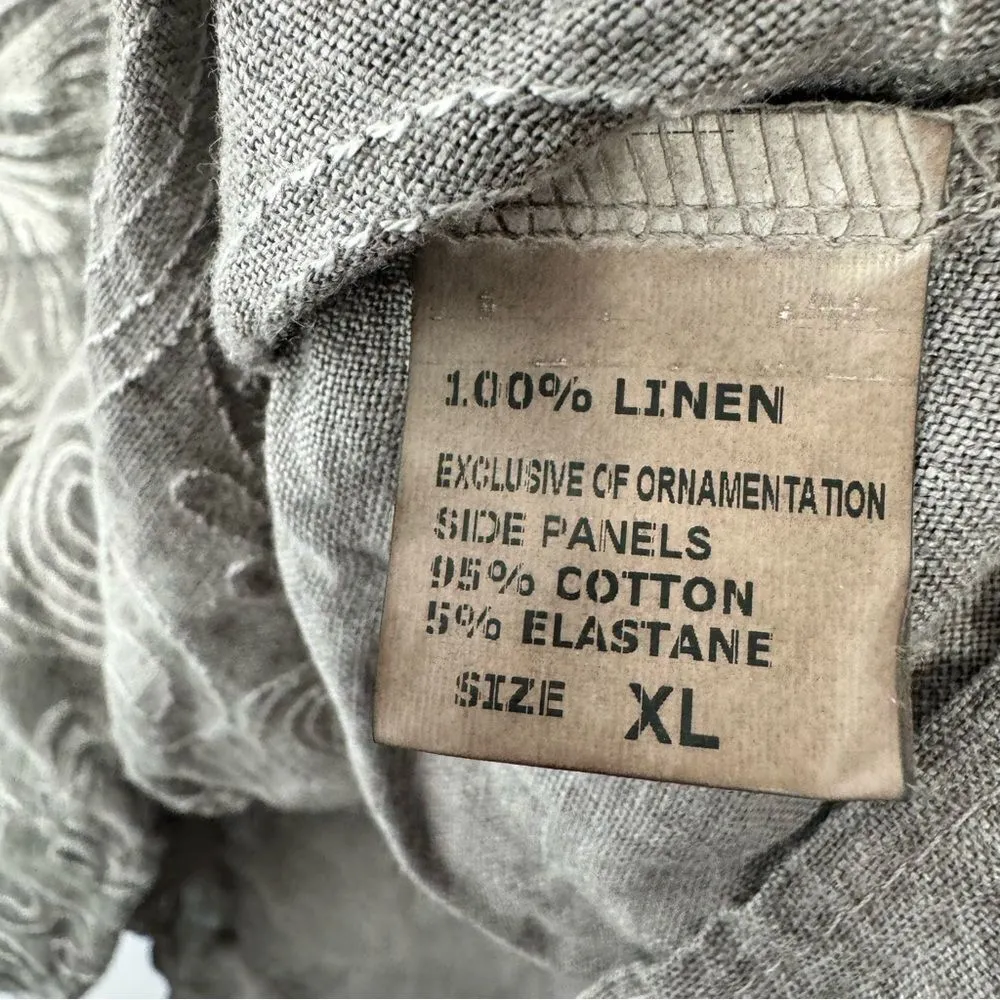 Lina Tomei Linen Embroidered Front Dress Size XL Gray - Image 5