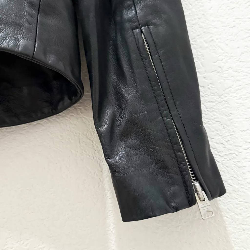 ALL SAINTS Dalby Biker Black 100% Lamb Leather Biker Jacket Women’s US 8 UK12 - Image 9