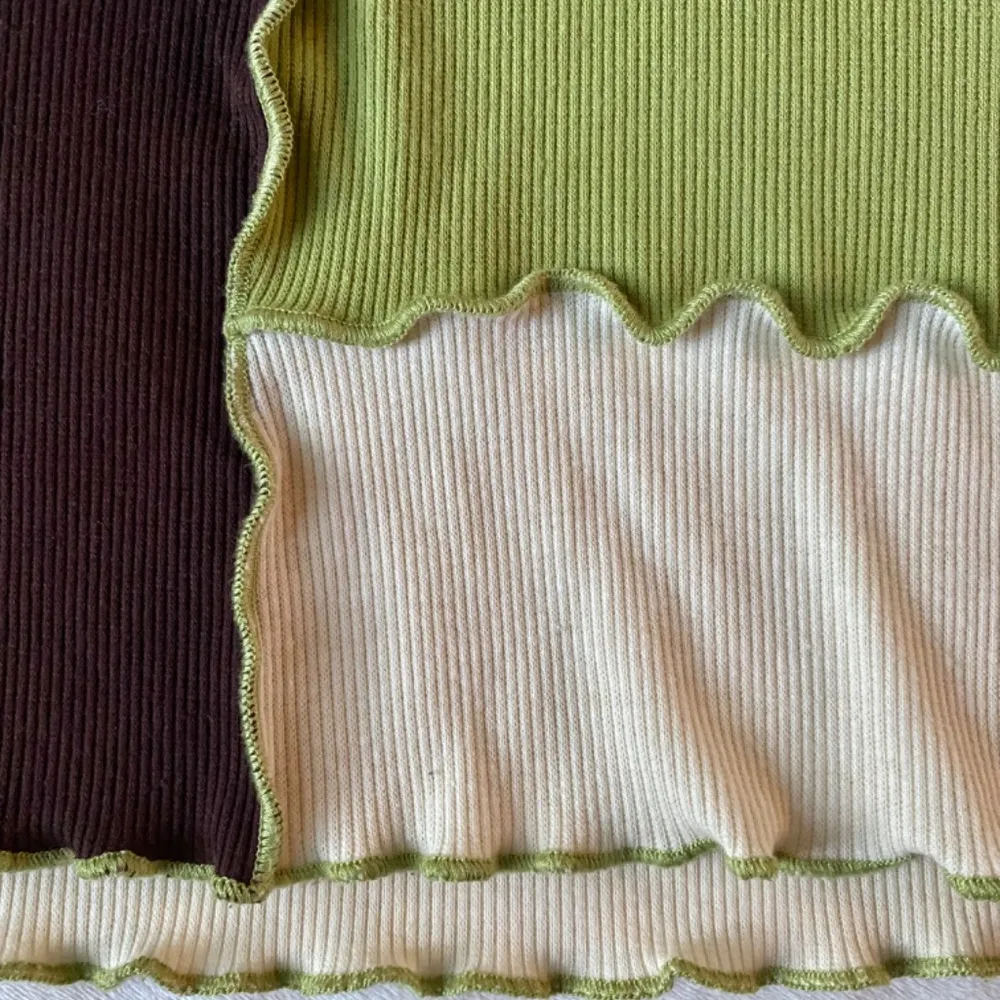 green cream and brown patchwork inverted seams color blocked tank top Size M - Image 4