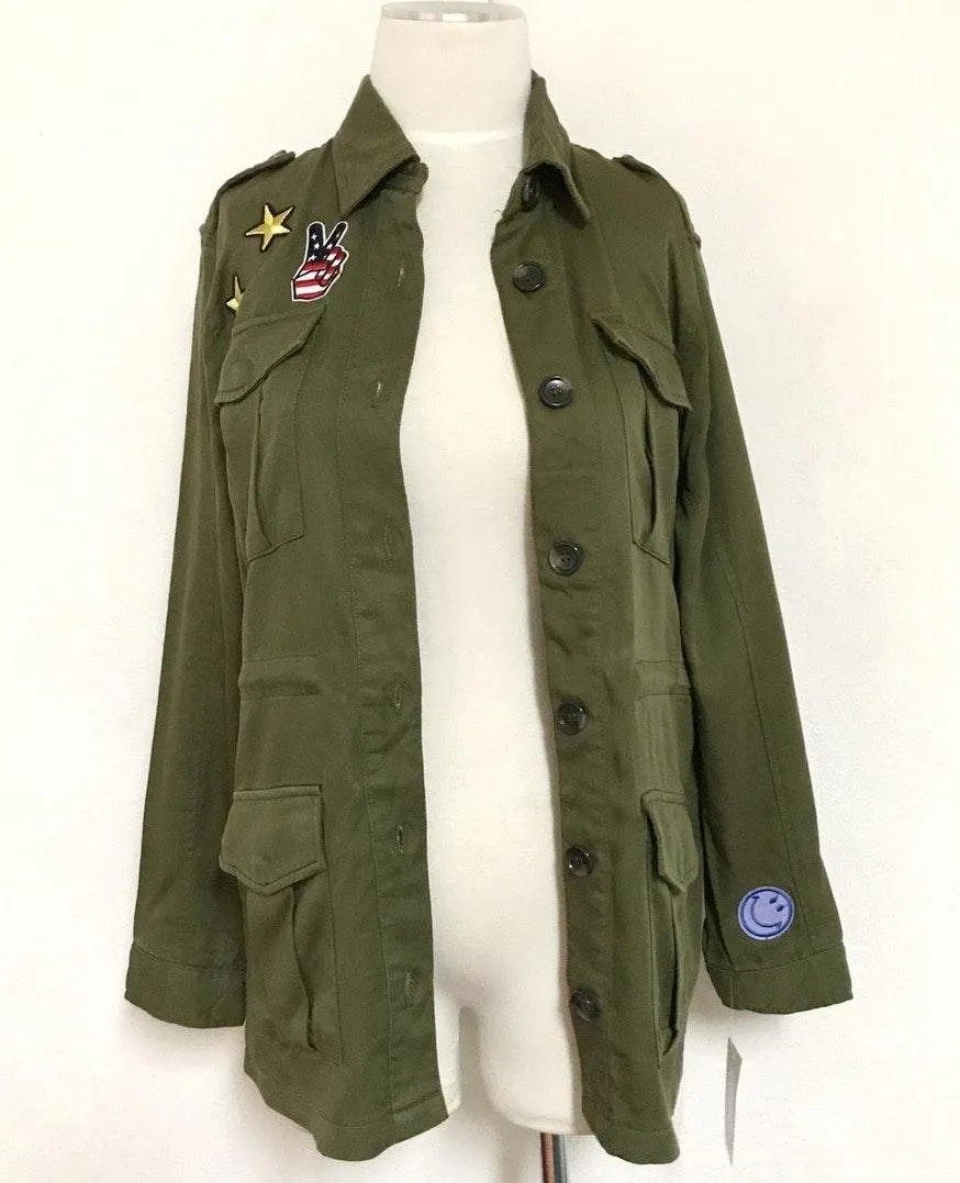Army Green Patch Military Jacket - Image 3