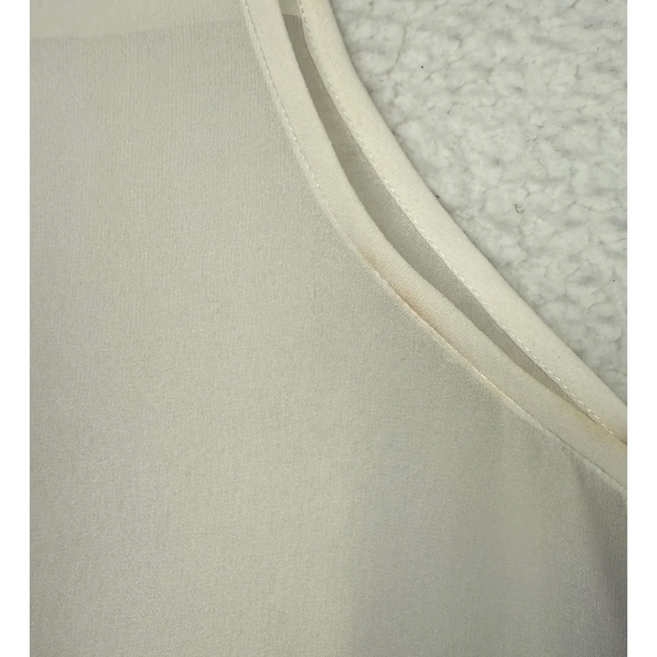 Eileen Fisher Blouse Tank Set Women PM White Black Silk Mandrian Collar Sheer - Image 13