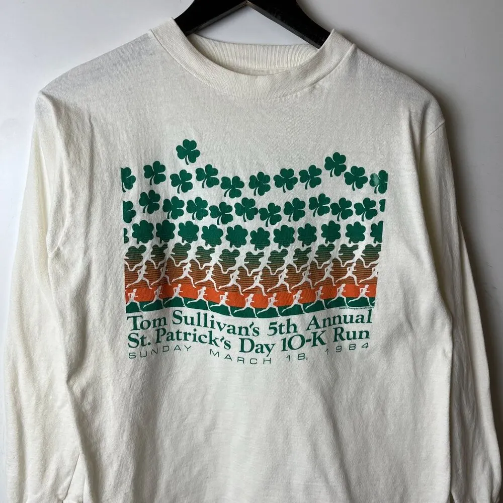 1984 Vintage 80s Tom Sullivan's St Patrick's Day T Shirt Cream Small S Cotton - Image 8