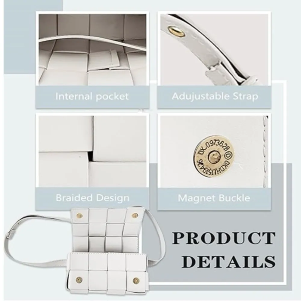 New!White Vegan Leather Purse Crossbody Shoulder Sling Bag Belt Waist Fa… - Image 6