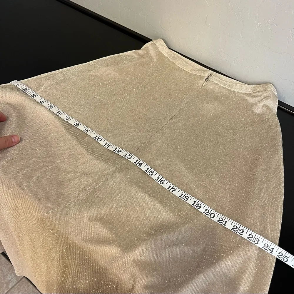 Bill Levkoff Union Tag Vintage ahimmery maxi skirt nude color sz 14(L) - Image 8