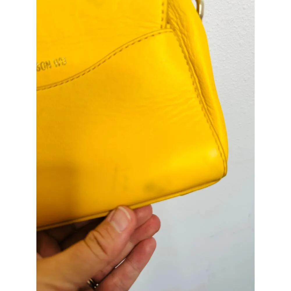 JASON WU Yellow Leather Adjustable Crossbody JW Logo Ruched Handle Rommy Bag - Image 8