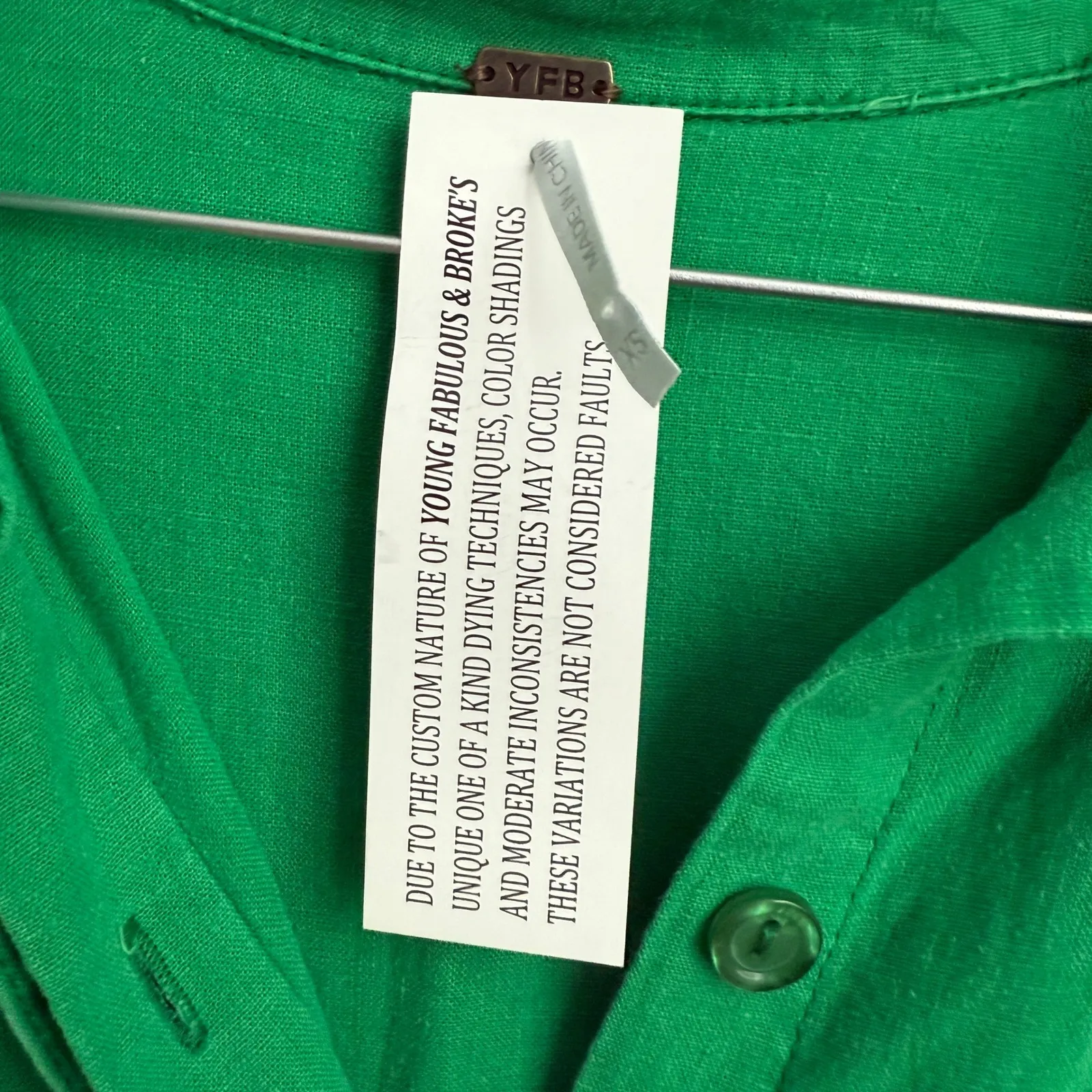 YFB Young Fabulous & Broke Green Embroidered‎ Sleeve Button Down Dress XS - Image 7