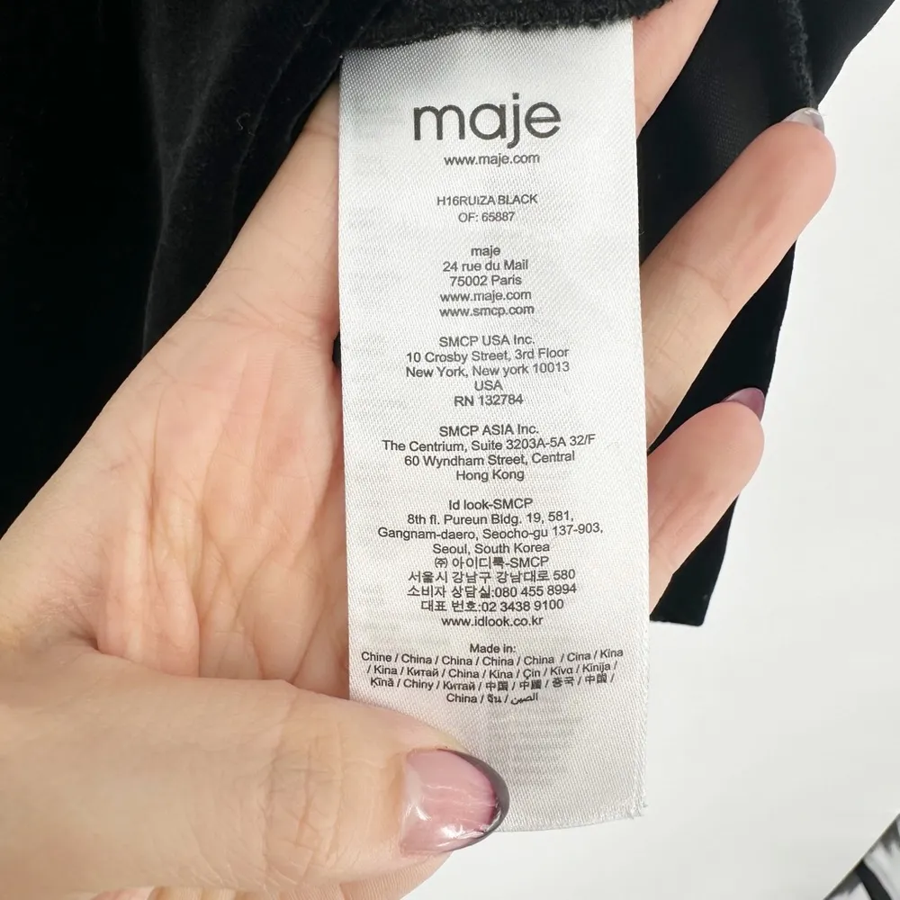 NEW Maje Ruiza Velvet Short Slip Dress Lace Trim Black Women's 1 Small - Image 9