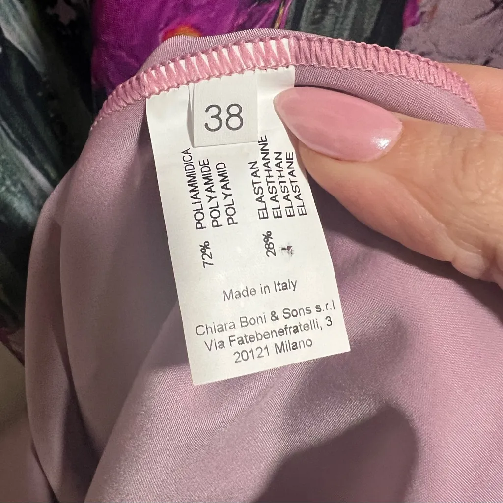 NEW NWT Chiara Boni La Petite Robe Purple Watercolor Floral Print Maxi Gown - Image 10