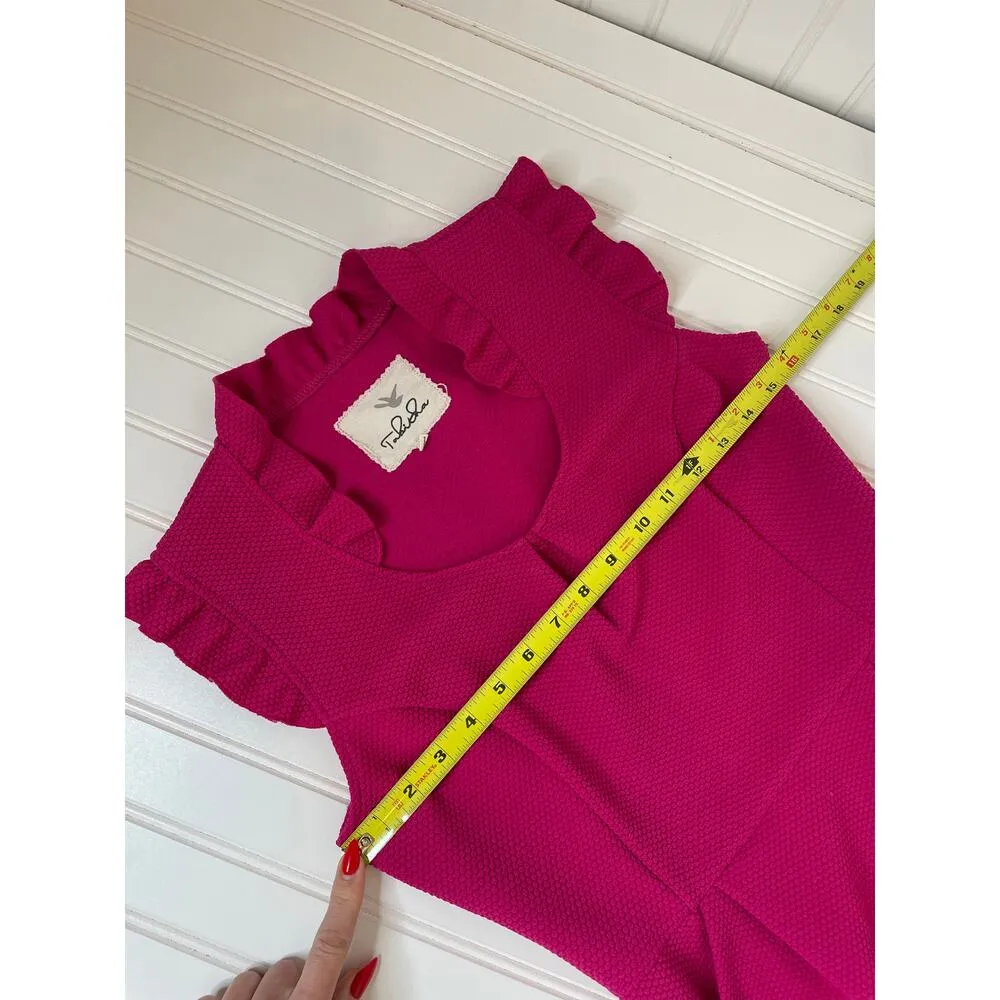 Anthropologie Tabitha Pink Fit and Flare Mini Dress Ruffle Pocket Peasant Size 2 - Image 4