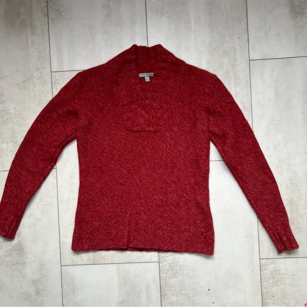 Horny Toad Women's V-Neck WOOL & cashmere Sweater in Rich Red size S - Image 5