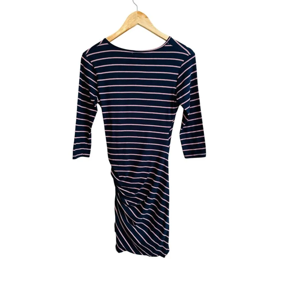 NEW Anthropologie Sundry Fabian Dress Sundry Faux Wrap Dress Stripe Ruched Small - Image 10