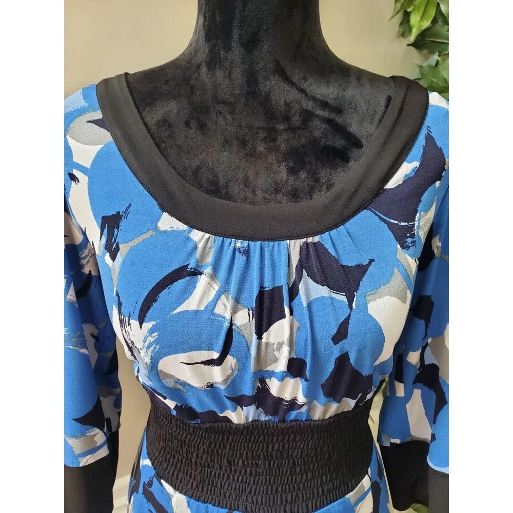 Rabbit Designs Womens Blue Polyester Round Neck Long Sleeve Knee Length Dress 10 - Image 5