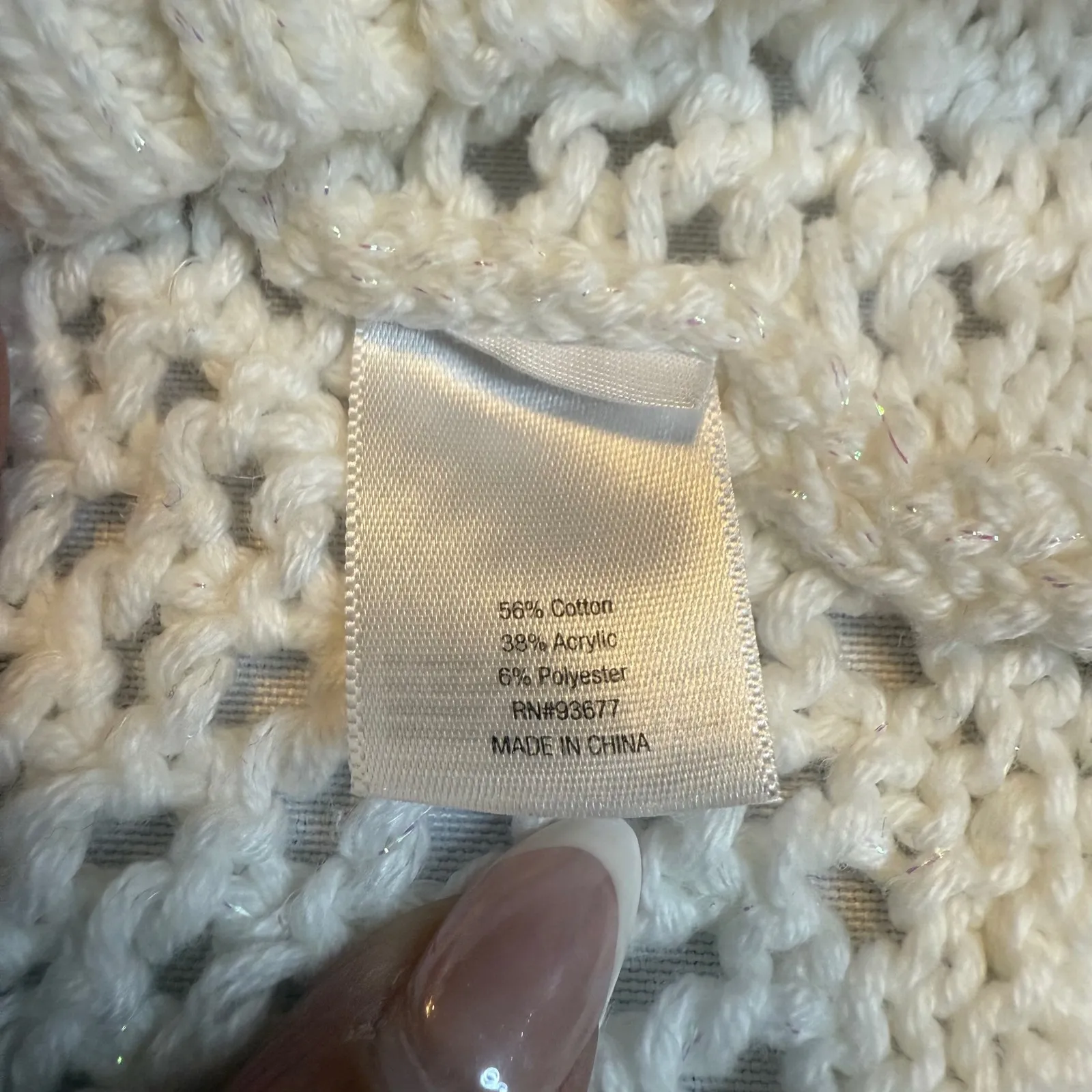 ANA A New Approach White Cable Knit Crochet Sweater Petite Size SP High/Lo‎ # - Image 8