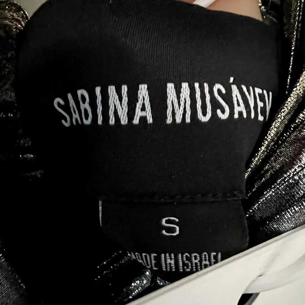 sabina musayev glause dress mini gold metallic size S C8 - Image 9