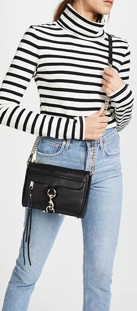 Rebecca Minkoff Mini MAC monogram Initial Black Leather Crossbody Bag - Image 2