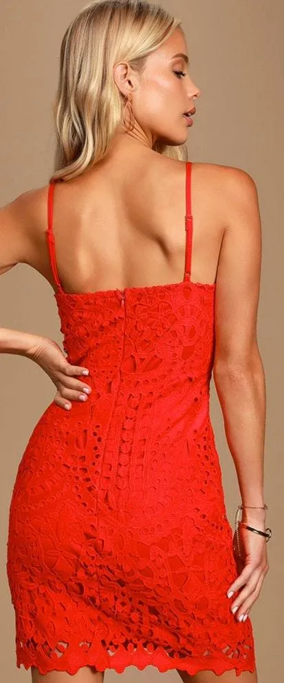 red Mini Lace Dress - Image 2