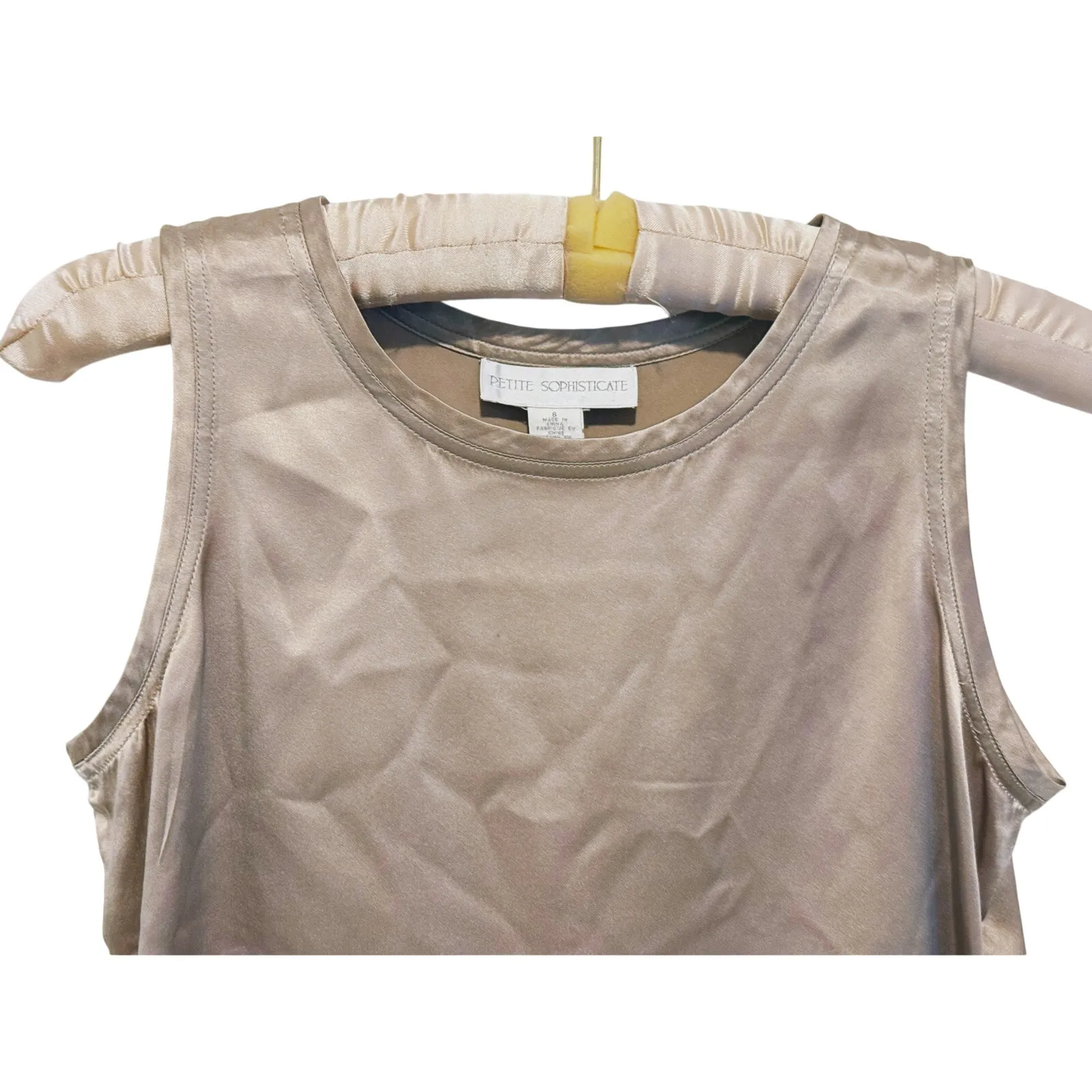 Petite Sophisticate Silk Sleeveless Top 6 Champagne Quiet Luxury Minimal Chic - Image 4