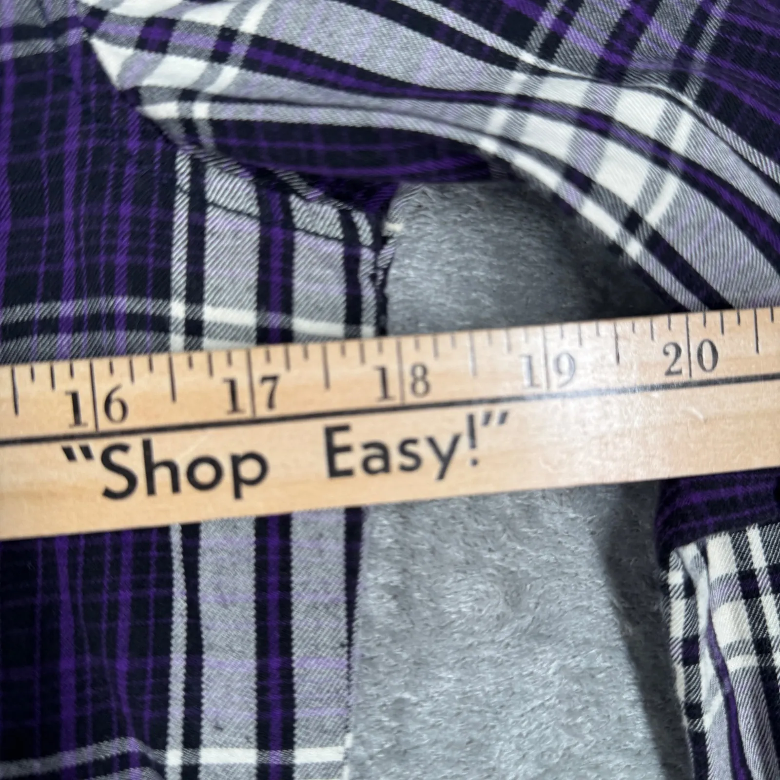 Lauren Ralph Lauren Shirt Purple White Plaid Ruffle Button Down Preppy Womens XS - Image 10