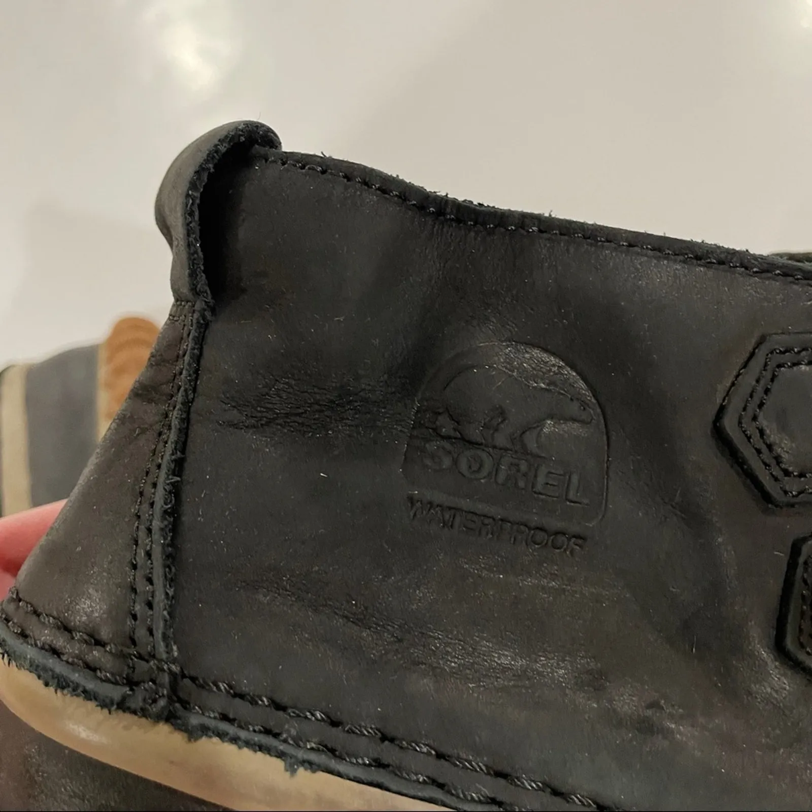 Sorel Out N About Black Leather Lace Up Ankle Waterproof‎ Duck Boots Size 7 - Image 8