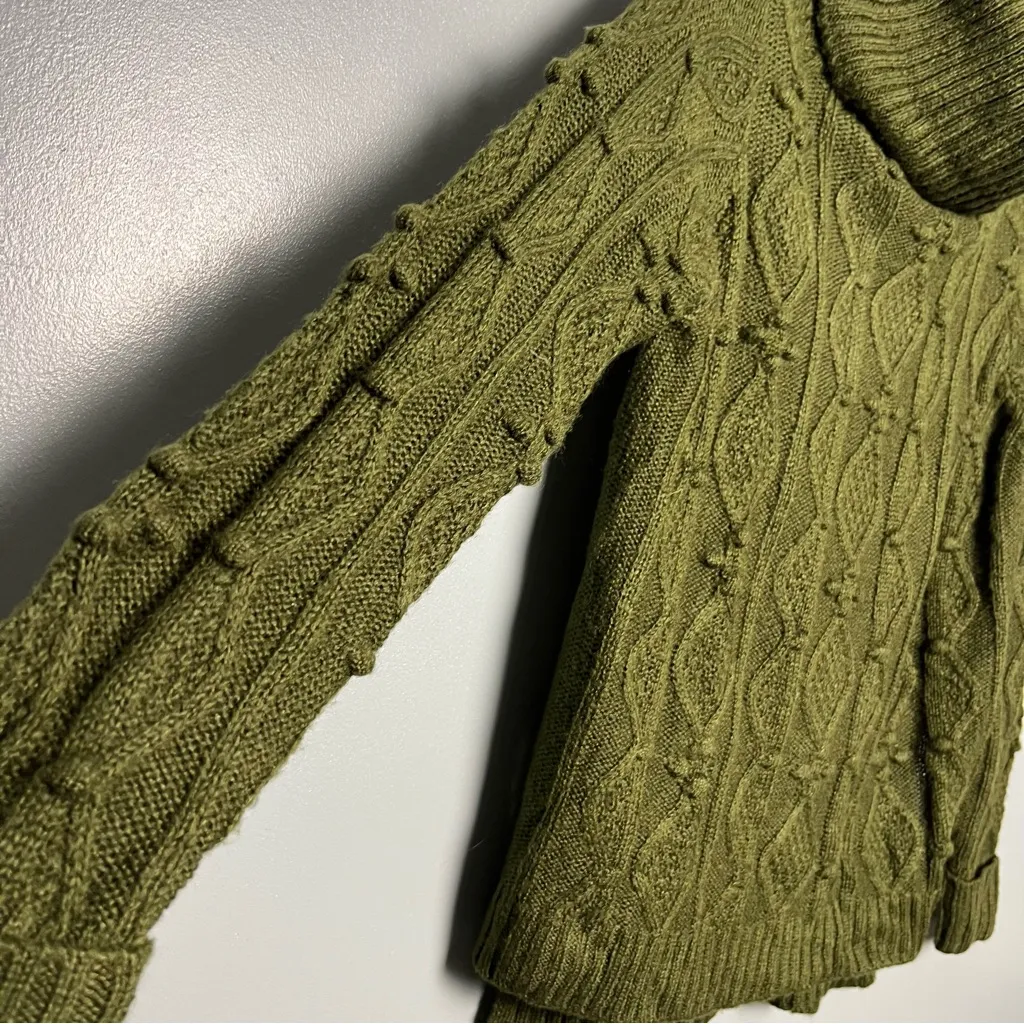 NWT Gretchen Scott Knot Enough Chunky Cable Knit Sweater Olive Green Women’s XS - Image 6