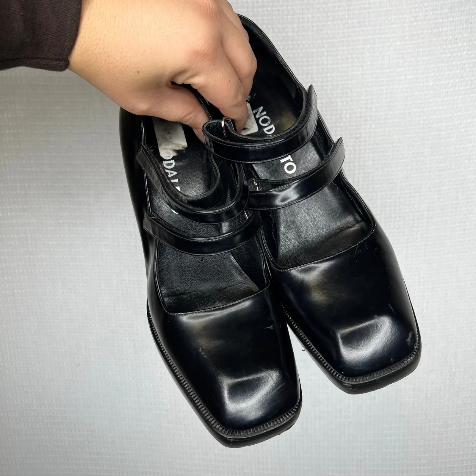 Nodaleto Bulla Babies Platform Mary Janes Square Toe Block‎ Heel Size 40 Pumps Black - Image 2