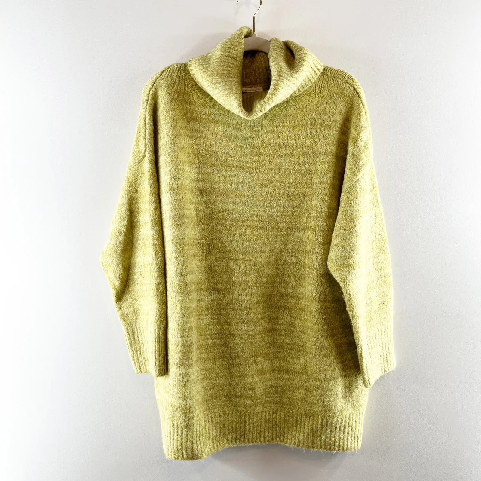 Topshop Chunky Turtleneck Jumper Sweater Mini Dress Long Sleeve Green Small - Image 3
