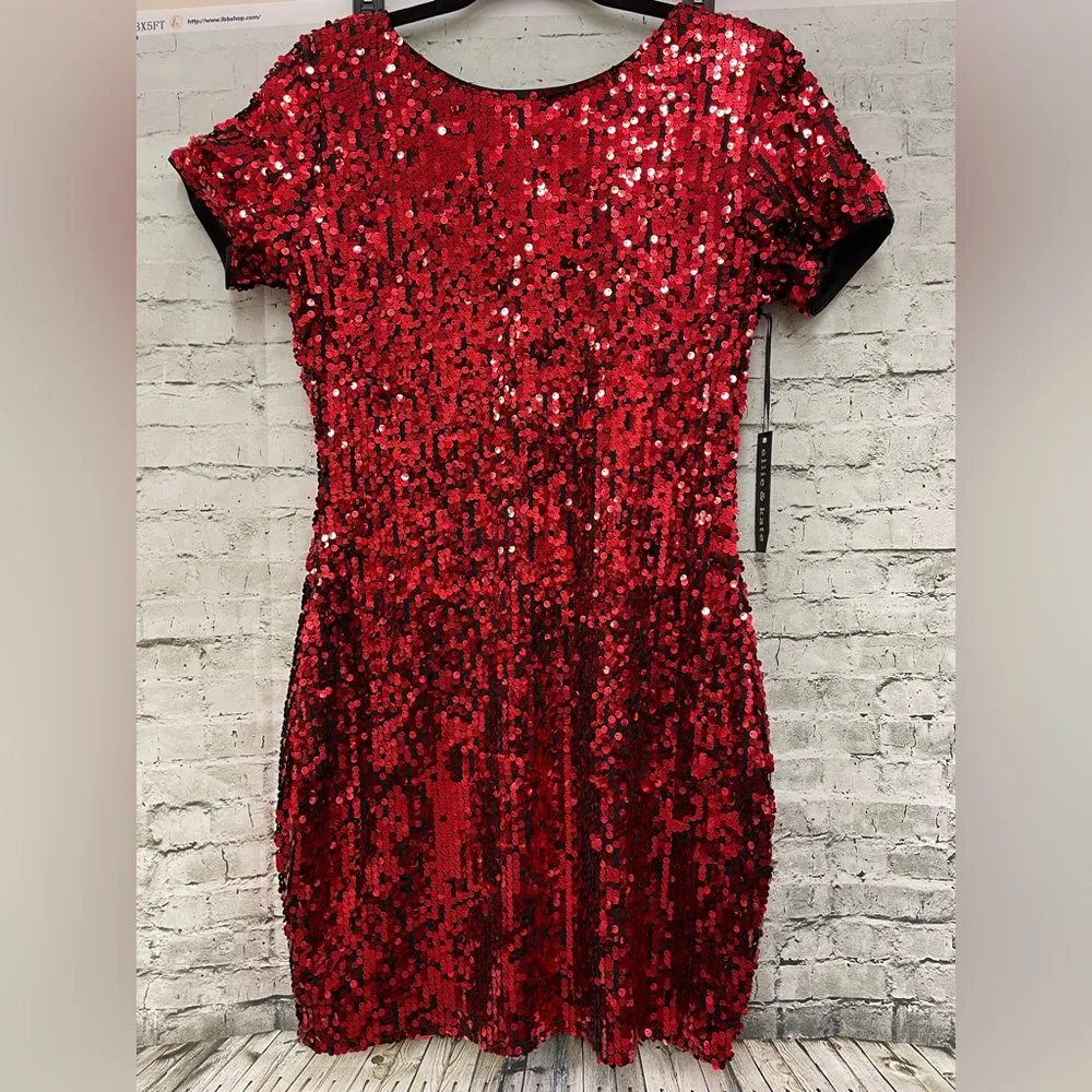 Red sequin mini dress nwt sz M Size M - Image 3