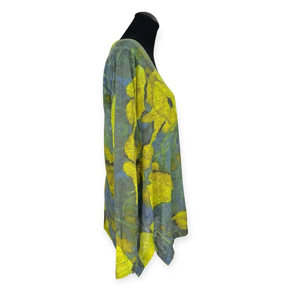 Soft Surroundings | M | Yellow Poppy Lightweight 3/4 Sleeve Scoop Neck Tunic - Image 6