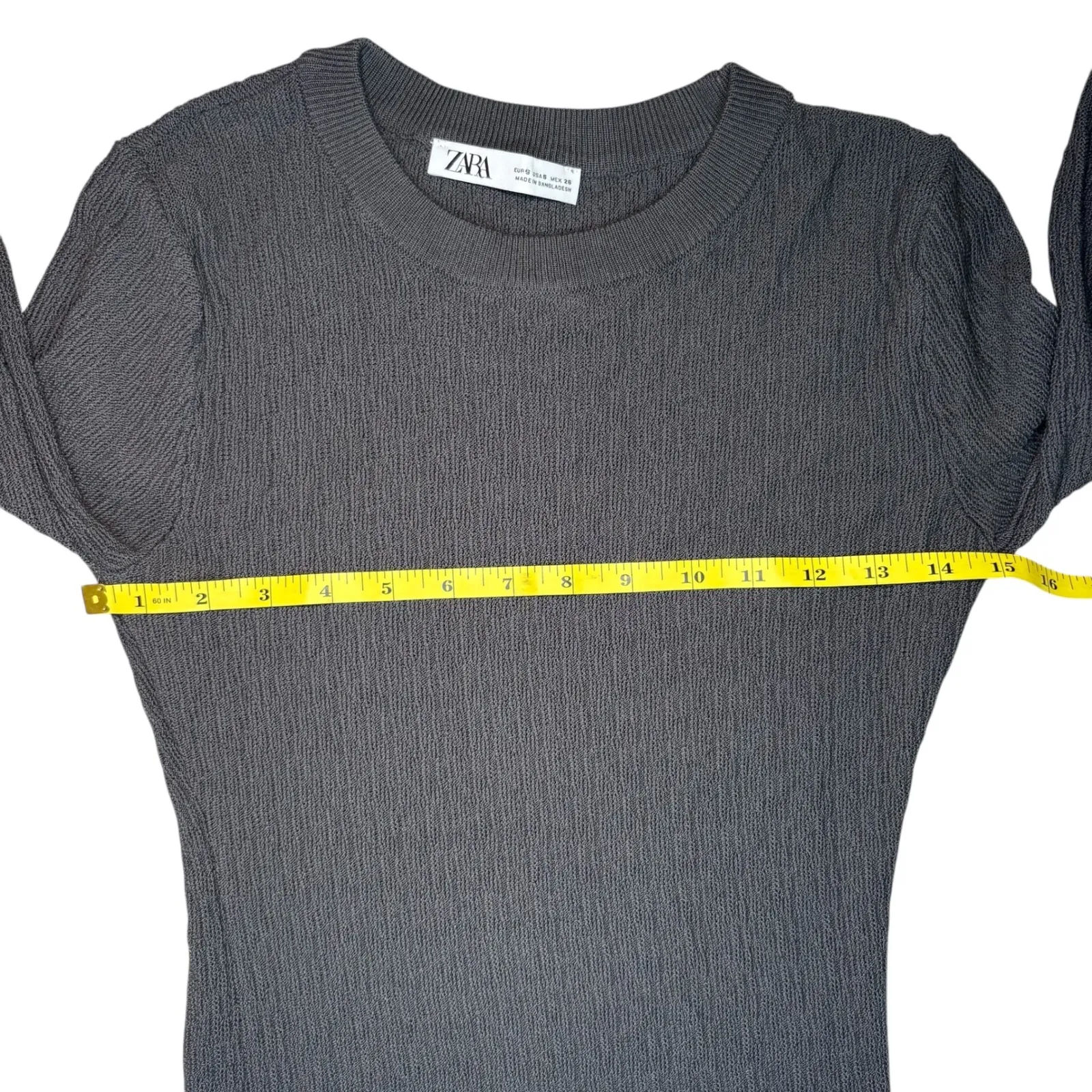 Zara‎ Gray Ribbed Knit Long Sleeve Bodycon Midi Dress Minimalist Chic Small - Image 6