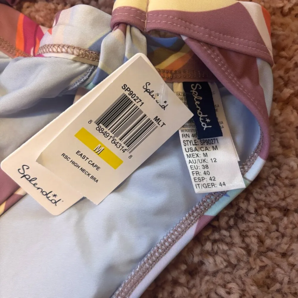 Splendid SP90271 MLT Women M EAST CAPE RSC HIGH NECK BRA SWIM TOP Multicolor NWT - Image 5