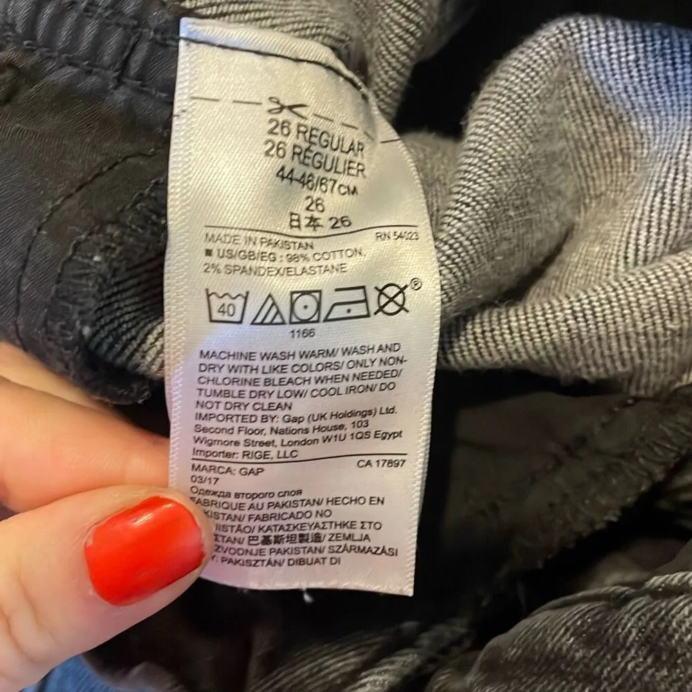 Gap high rise slim straight raw hem jeans 26 grey wash - Image 7