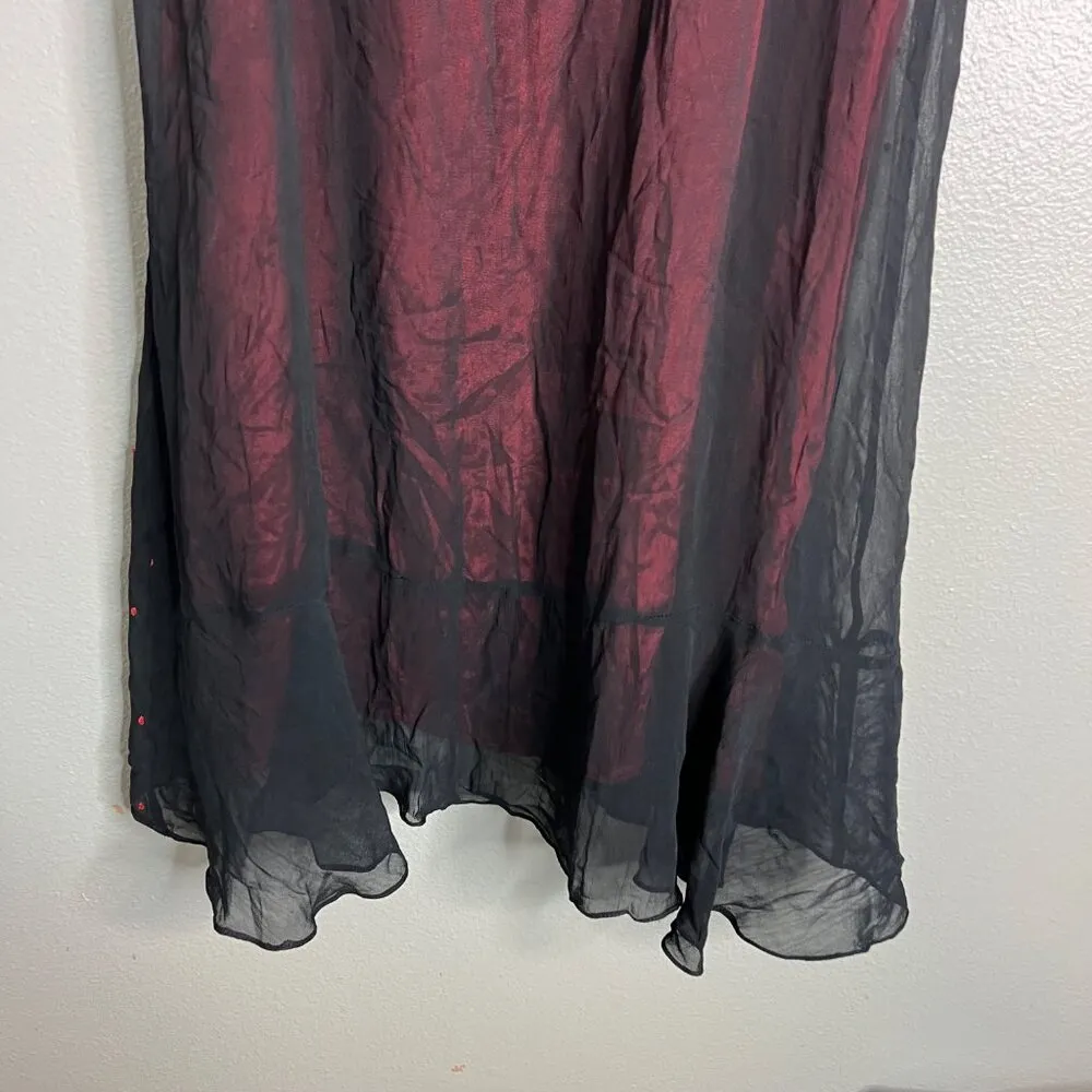 Papillon  M Sequin Floral Satin Midi Skirt Satin Sheer Whimsygoth Fairy Goth NWT - Image 8