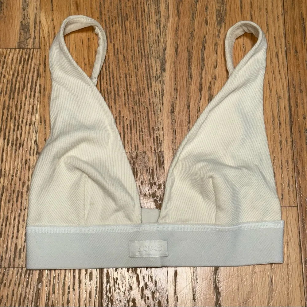 Skims Cotton Jersey Plunge Bralette Ivory Cream XXS - Image 2