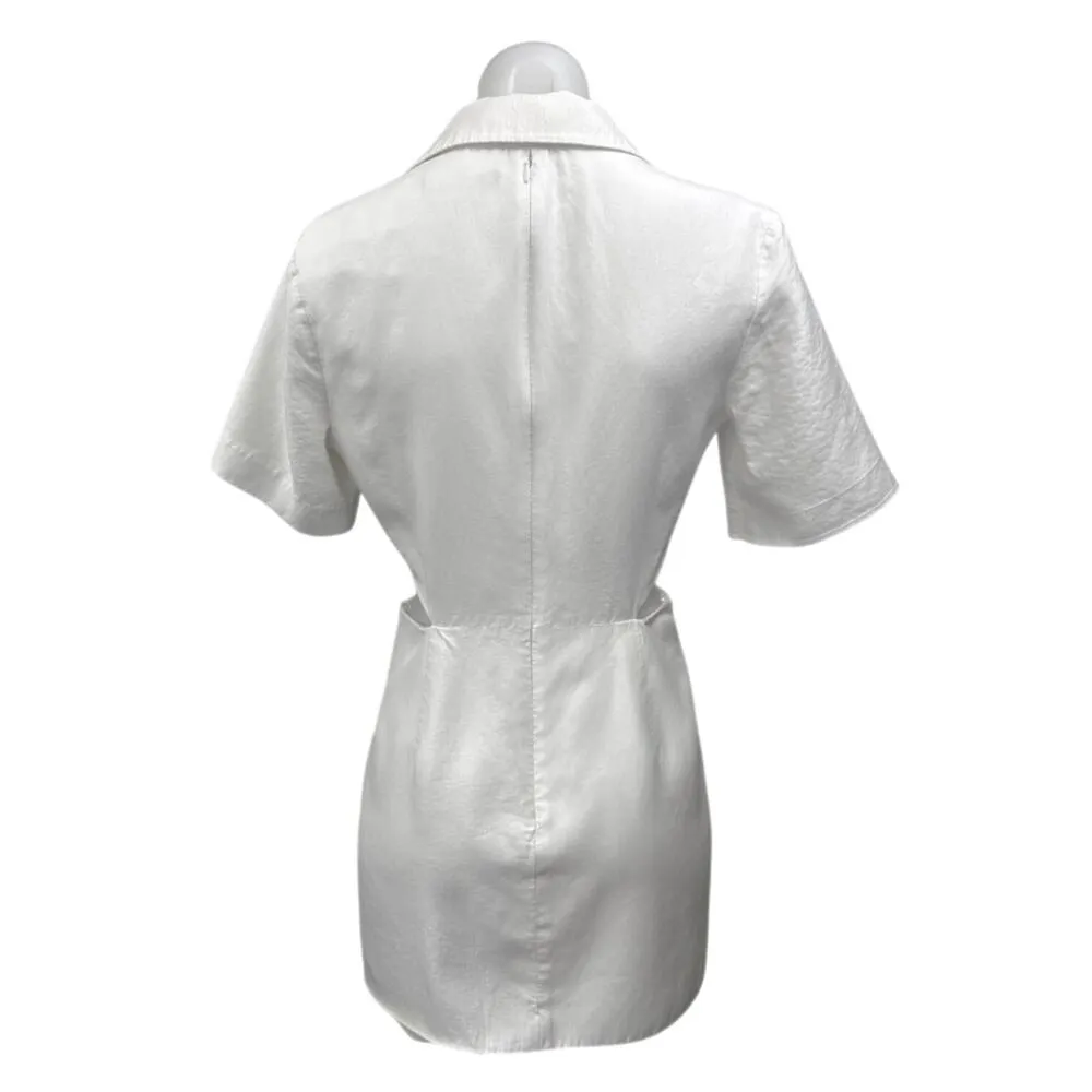 Zara White Short Sleeve Cutout Twist Front Notch Collar Mini Blazer Wrap Dress S - Image 4