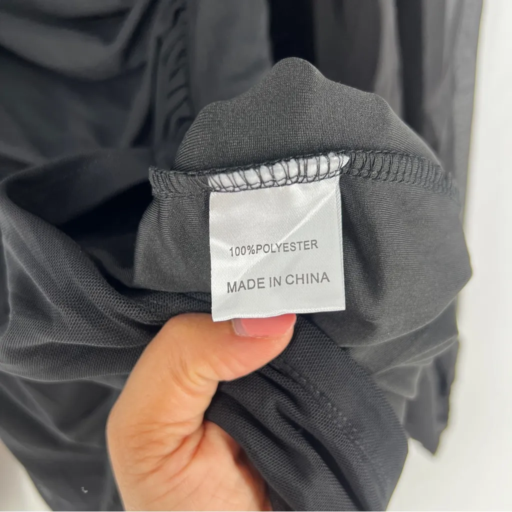 Rumor Womens‎ Size M Black Mesh Sheer Balloon Long Sleeve Faux Wrap Mini Dress Size M - Image 8