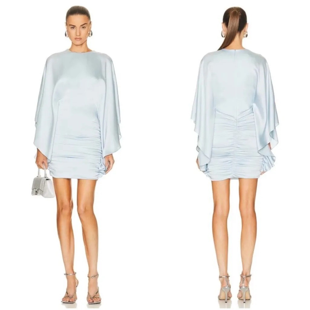 SIMKHAI Kadence satin minidress in Light Sky Blue Size 0 - Image 2