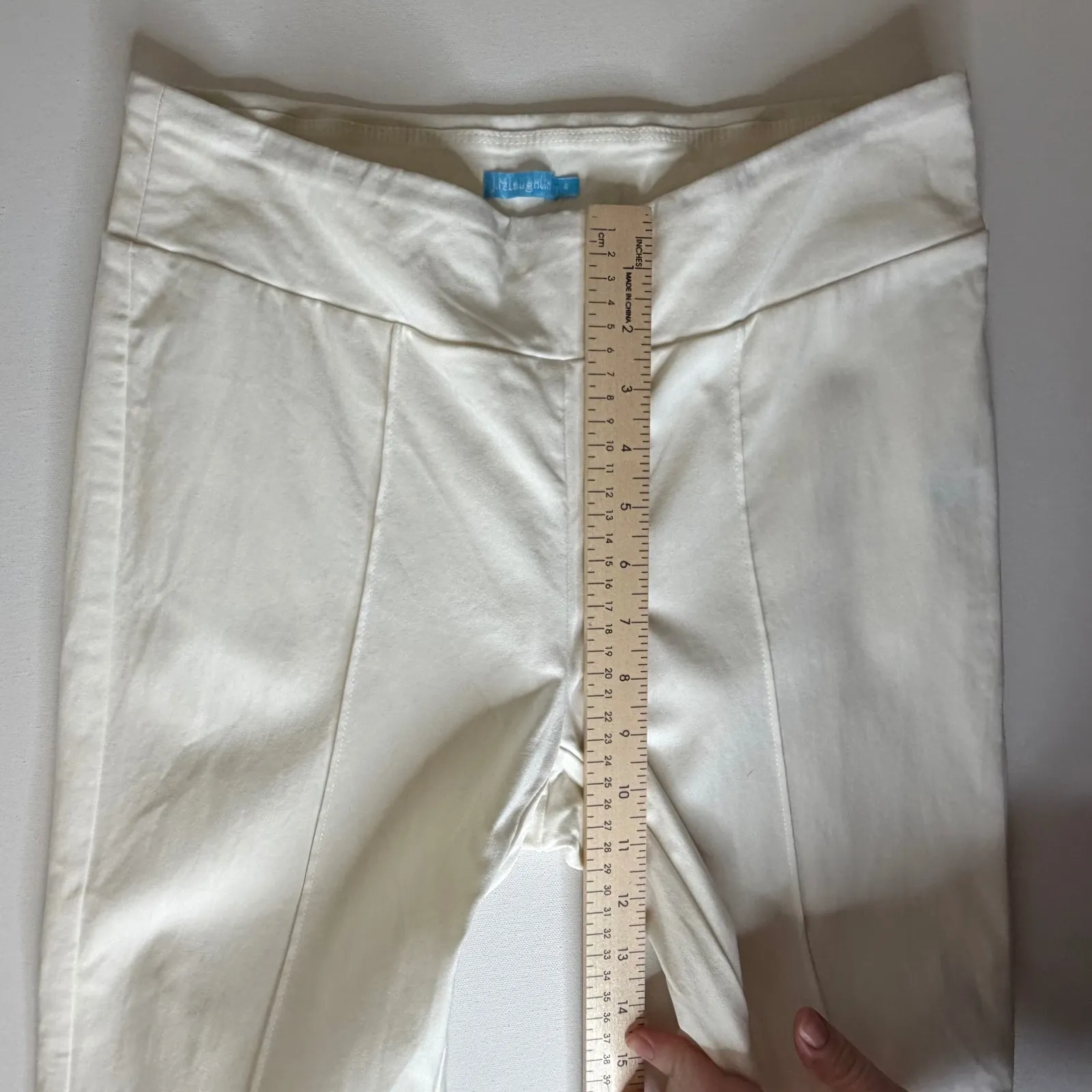 J McLaughlin White Pull On Pants Size 4 Stretch Straight Leg Office Travel Chic - Image 10