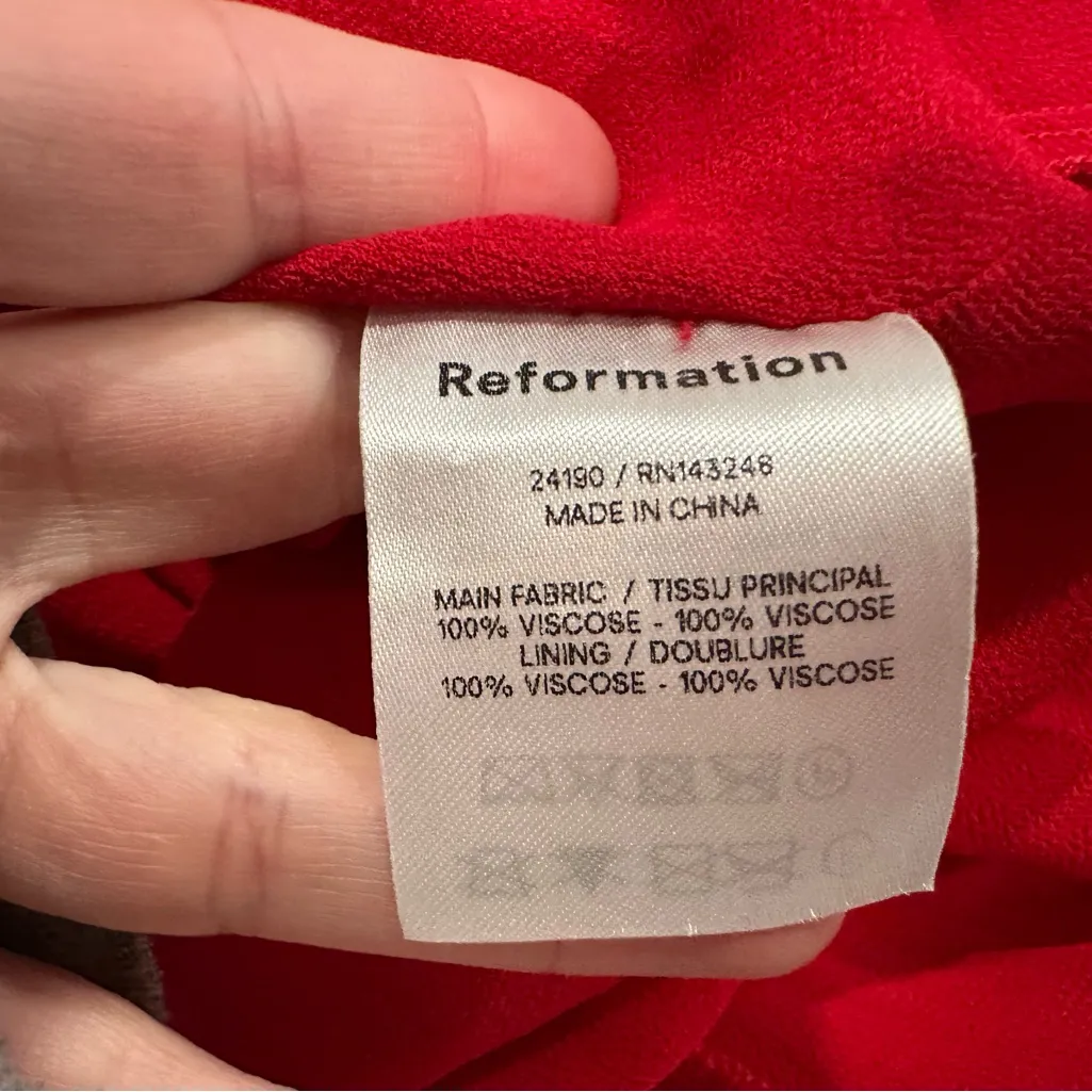 Reformation Christine Mini Dress in Red Sz 2 - Image 7