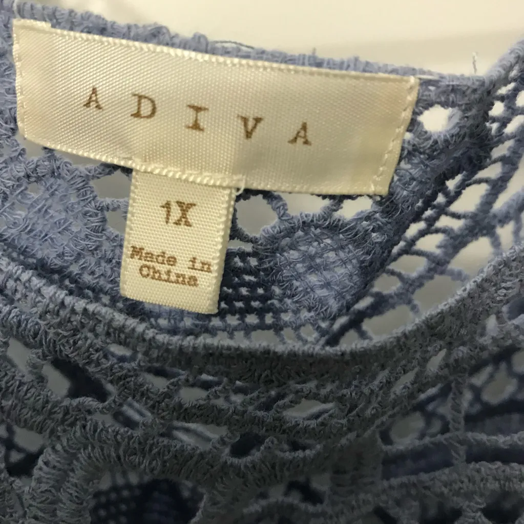 Adiva Light Blue Crochet Women's Blouse Size 1X - Image 5