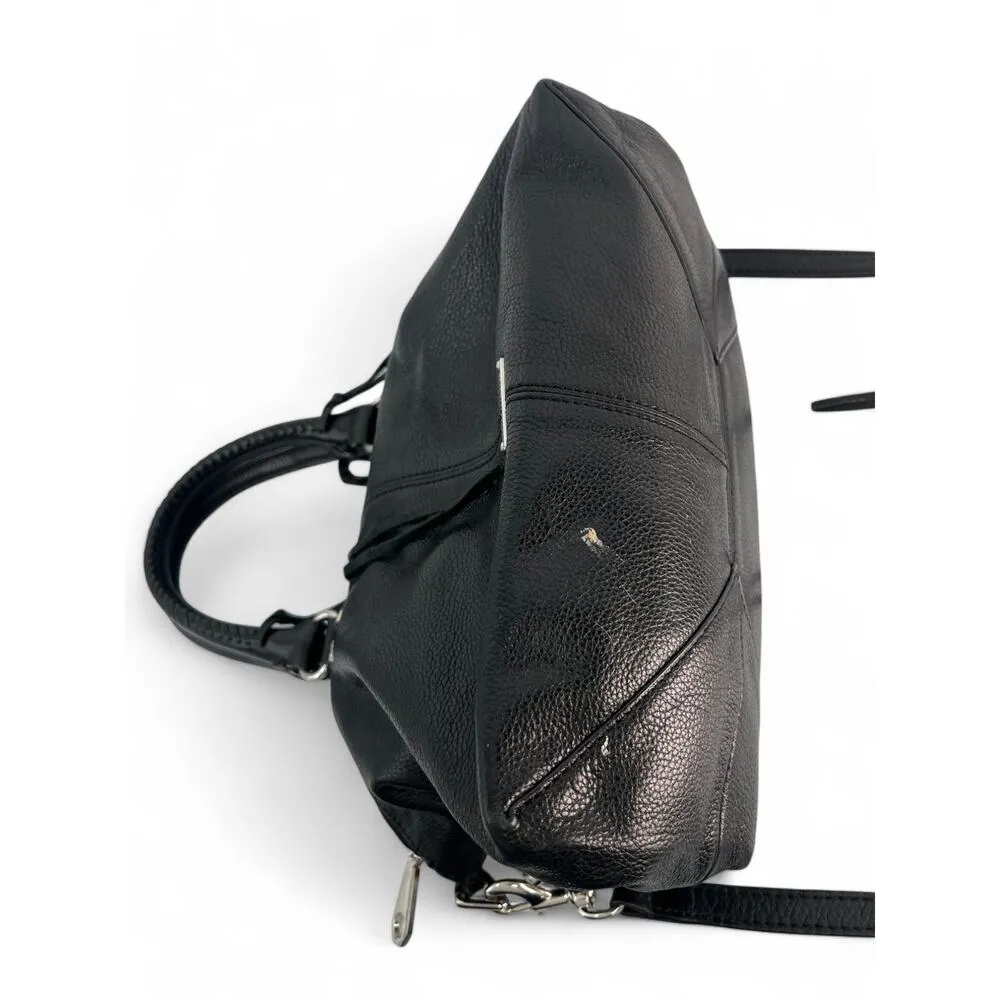 Rebecca Minkoff Moto Satchel Tote, Black Purse Crossbody Bag Top Handle Leather - Image 7