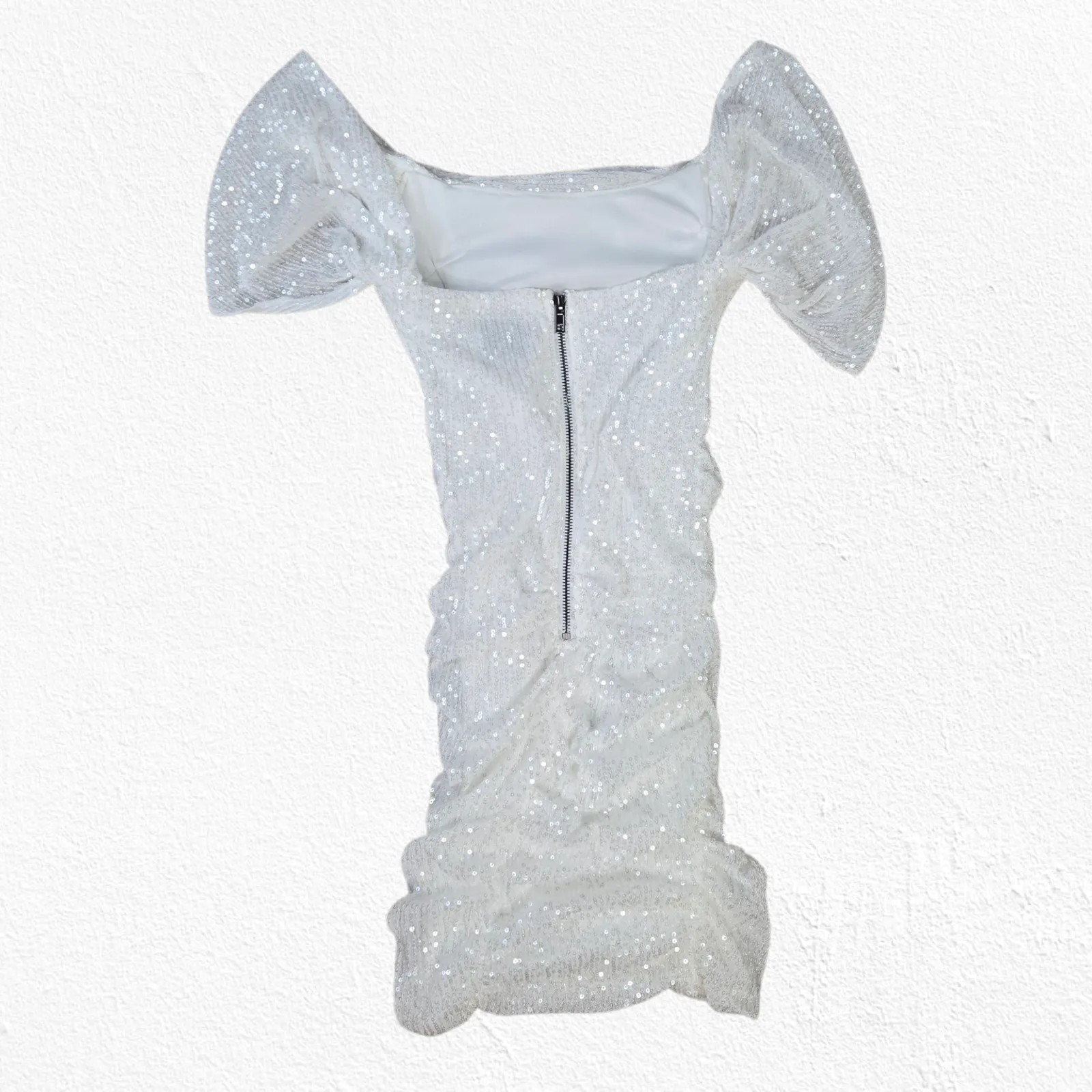 Hello Molly Frequent The Club White Sequin Off-Shoulder Mini Dress Size Small - Image 9